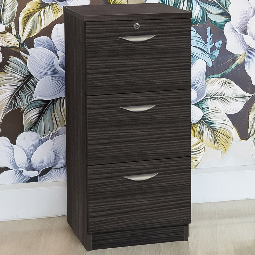 R White Cabinets 3 Drawer Black Filing Cabinet Image 1