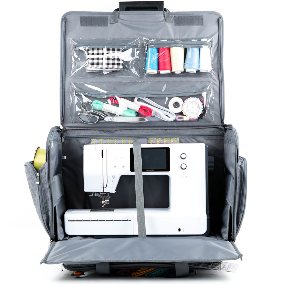 Everything Mary EVM14466-3 Quilted Grey Collapsing Rolling Sewing Machine Case 54 x 33 x 38cm Image 3