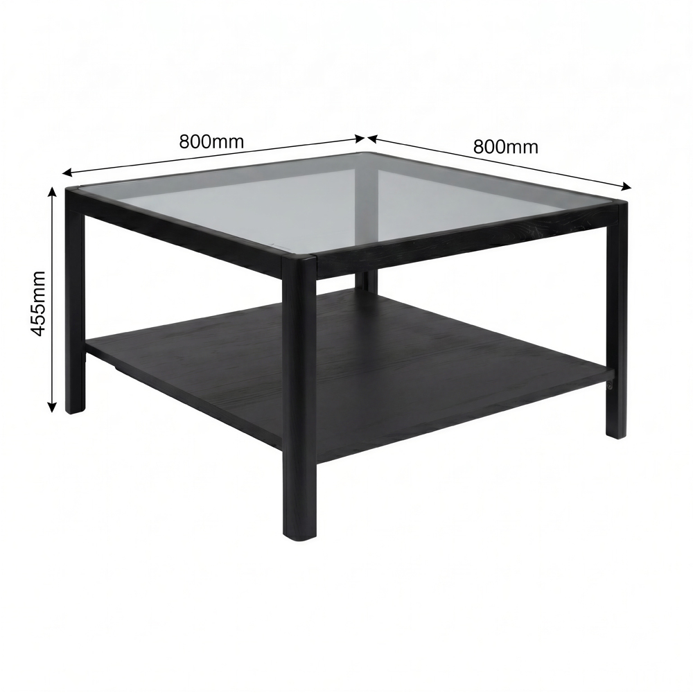 LPD Home Ray Black Single Shelf Glass Top Coffee Table Image 5