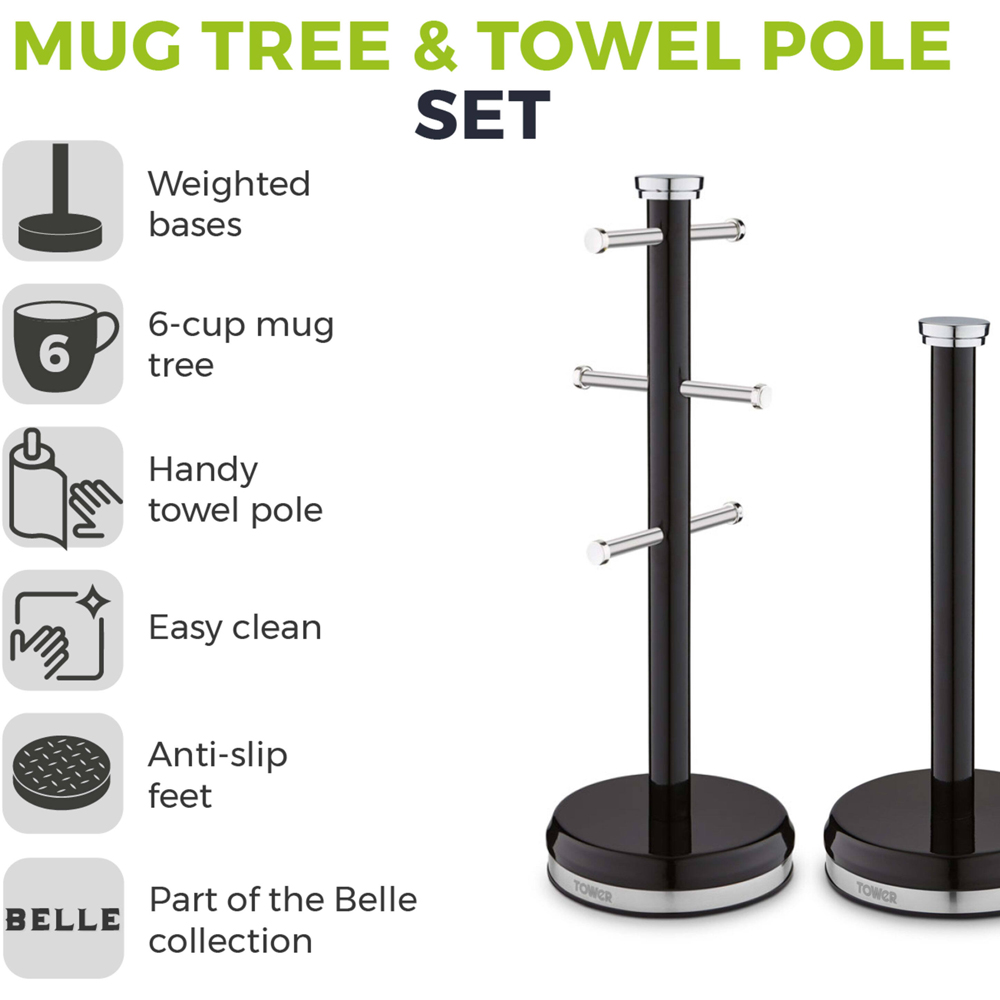 Tower Belle Black Mug Tree and Towel Pole Set Image 2