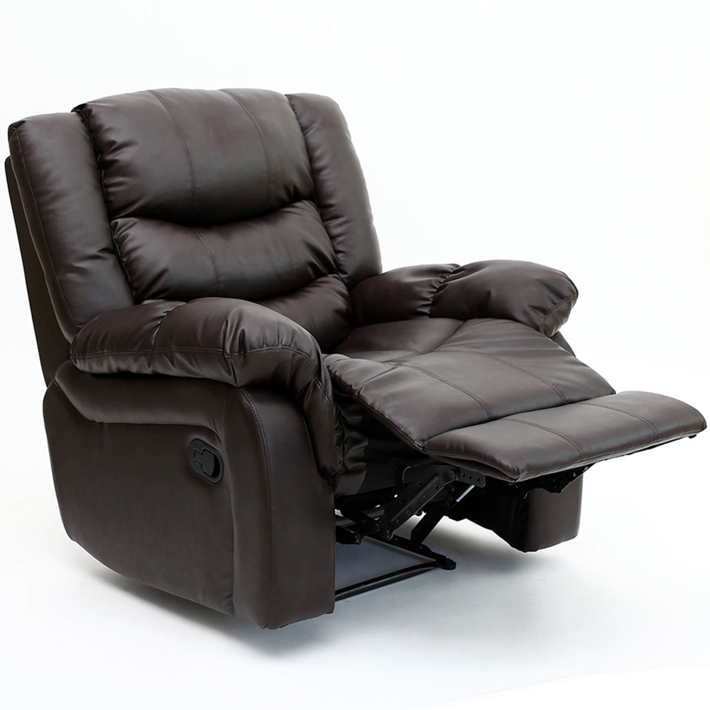 Furniture Online Seattle Brown Bonded Leather Manual Recliner Chair Image 3