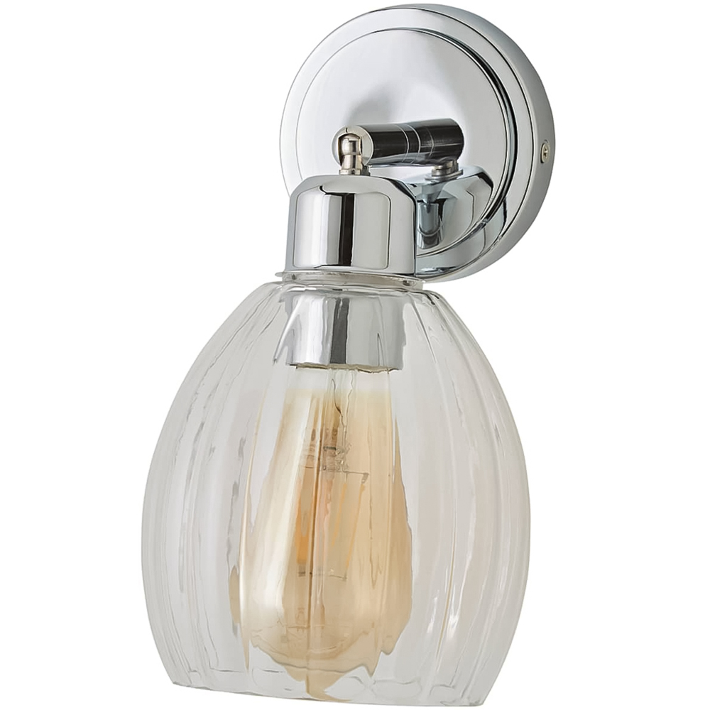 ValueLights Cheltenham Ribbed Shade Chrome Adjustable Wall Spotlights with Bulbs 2 Pack Image 3