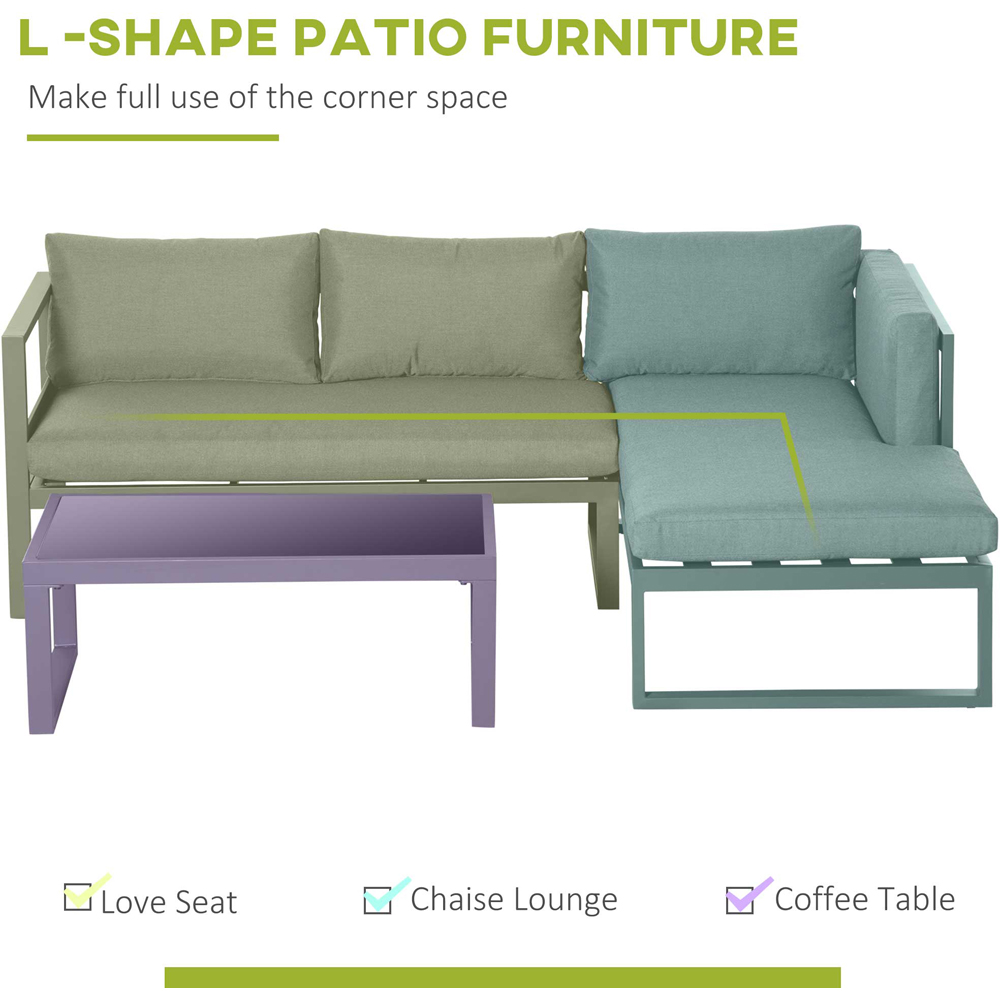 Outsunny 3 Seater Grey L Shape Corner Lounge Set Image 4