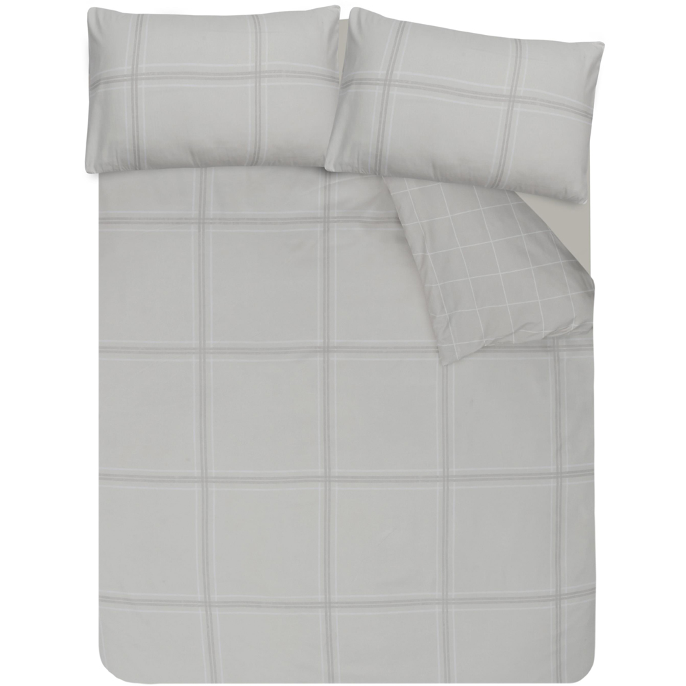 Smart Living Double Natural Linear Check Reversible Duvet Cover Set Image 4