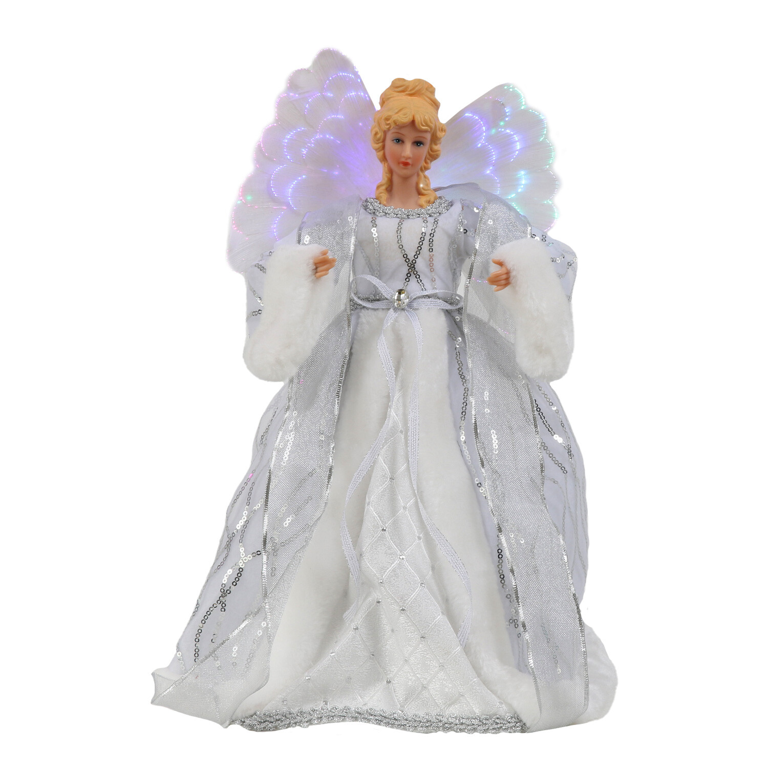 Gold or Silver Standing Angel With LED Wings - White Image 2