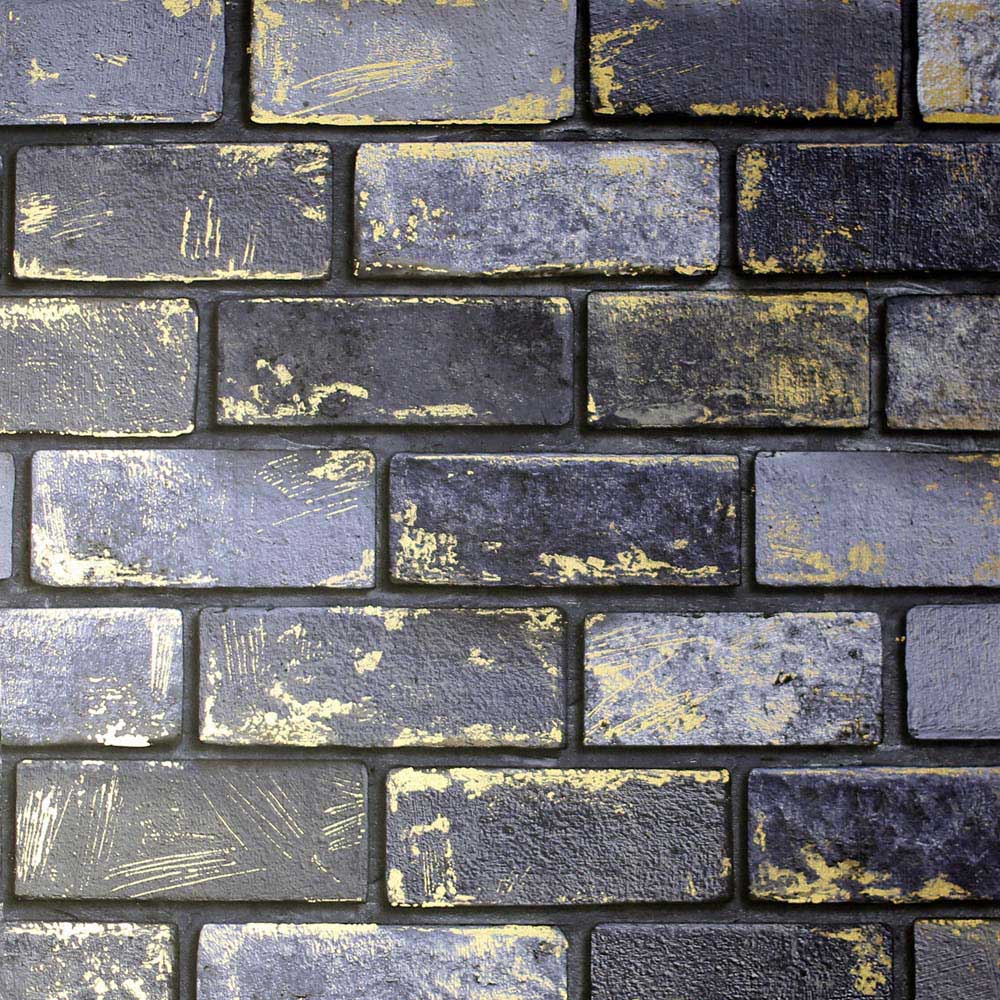 Arthouse Metallic Brick Navy Blue Wallpaper Image 1