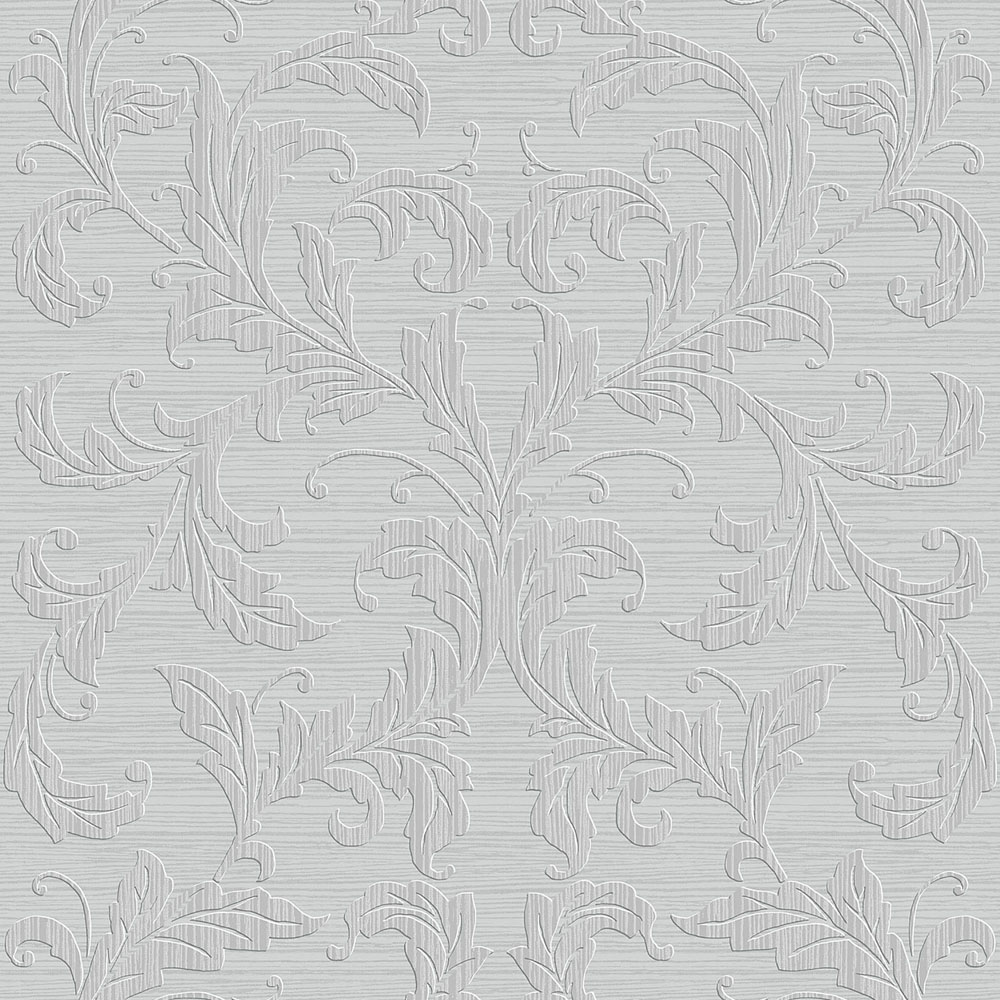 Galerie Nordic Elements Leaf Damask Silver and Grey Wallpaper Image 1