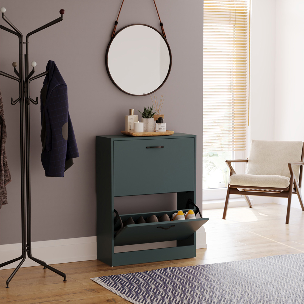Vida Designs 2 Drawer Green Shoe Cabinet Image 4