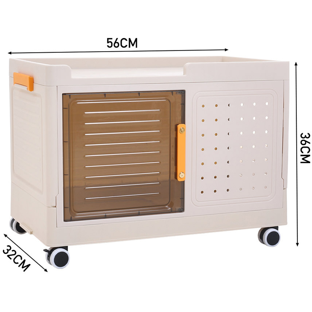 H&O Direct 2 Door White Foldable Storage Box with Wheels Image 5
