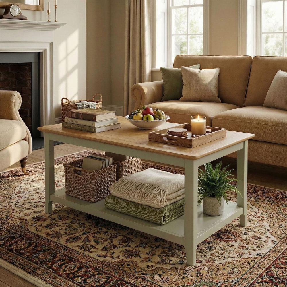 FWStyle Taberno Sage Green and Oak Coffee Table Image 2