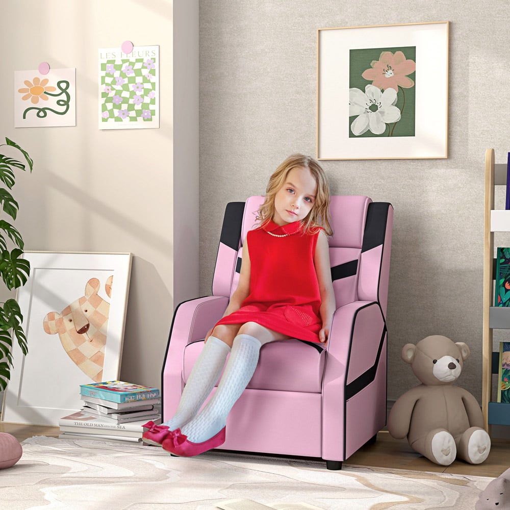 AIYAPLAY 2 in 1 Pink PU Leather Kids Recliner Image 4