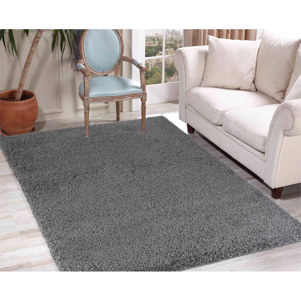Desire Rugs Oxford Dark Grey Plain Shaggy Rug 80 x 150cm Image 3