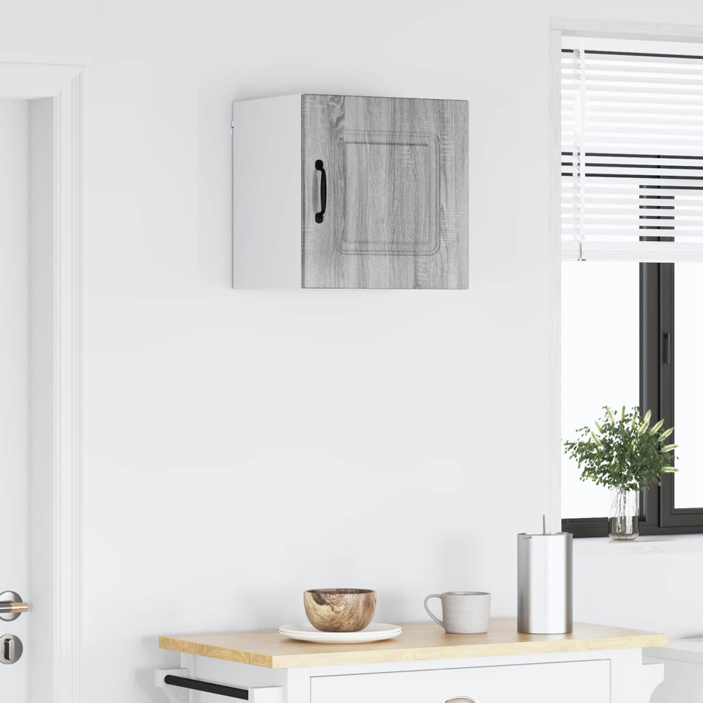 vidaXL Kalmar Single Door Grey Sonoma Wall Mounted Square Kitchen Cabinet Image 9
