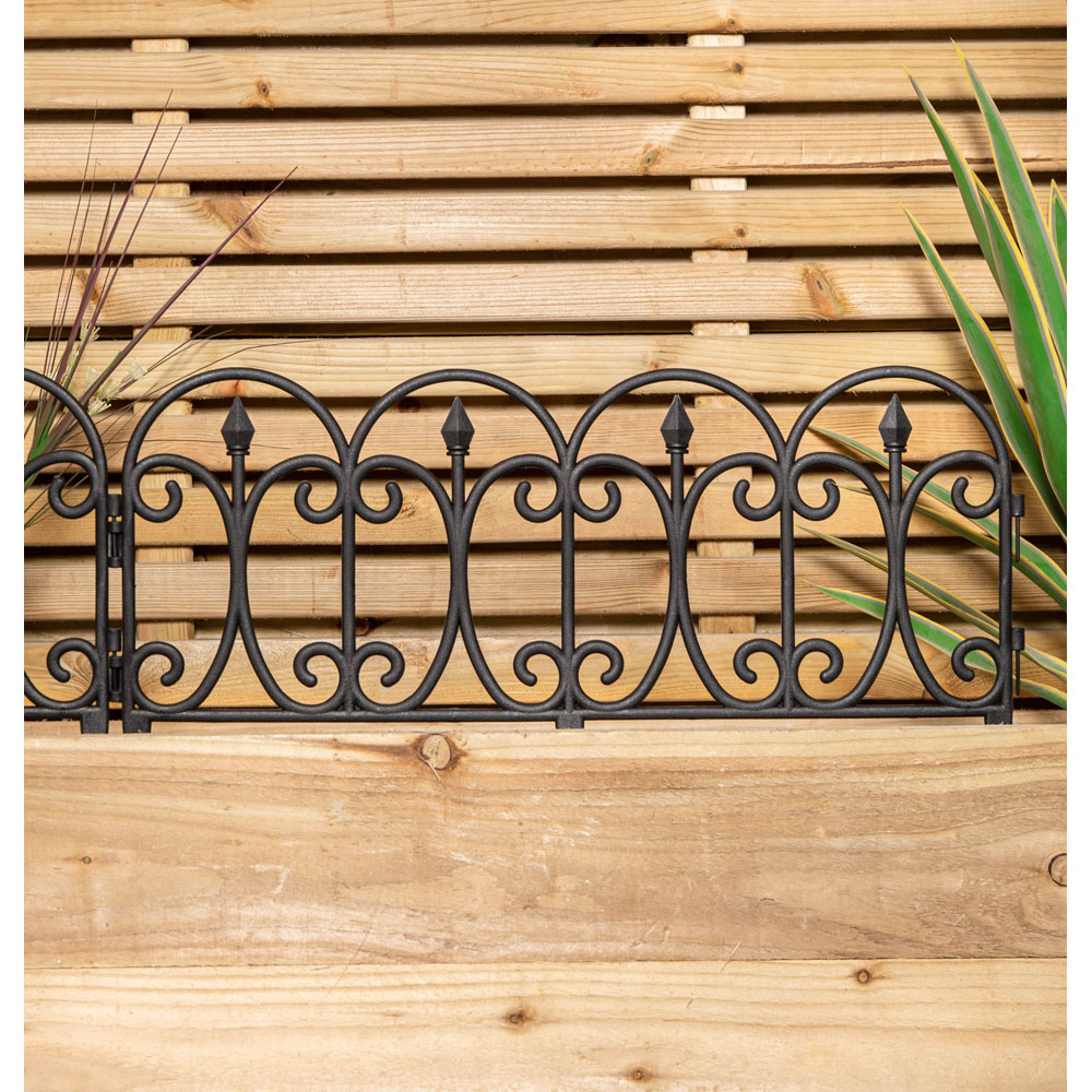 Samuel Alexander 4 Piece 2 Pack Black Ornate Garden Border Fence Edging Image 7