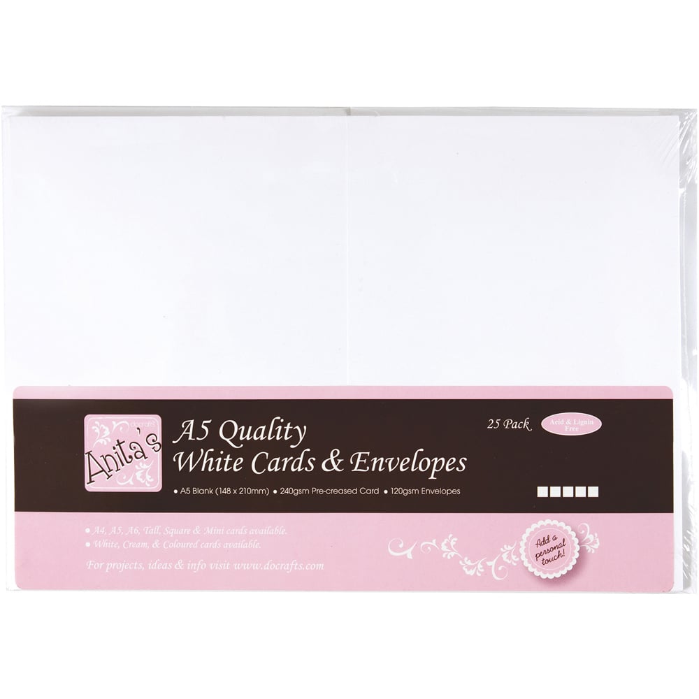 Anita's A5 White Cards and Envelopes 25 Pack Image