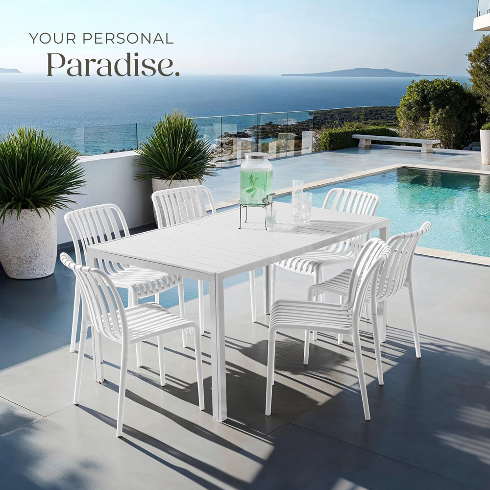 tectake Alcudia Set of 2 White Stackable Garden Chair Image 8