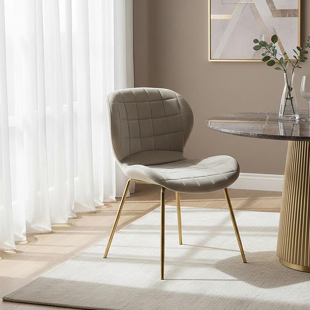 Premier Housewares Warton Mink Velvet Dining Chair Image 3