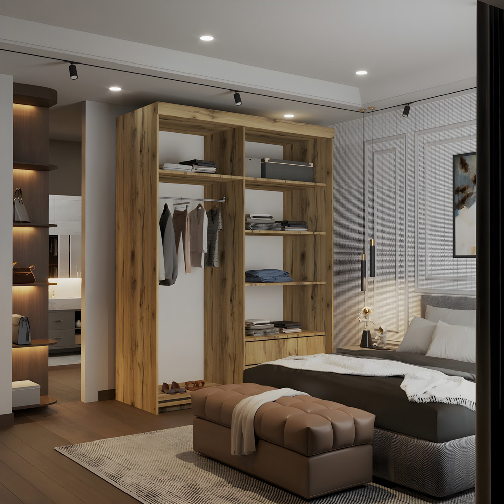 Sliding Wardrobes 4U 2 Sliding Door Oak Modern Black Trim Mirrored Wardrobe 150cm Image 4