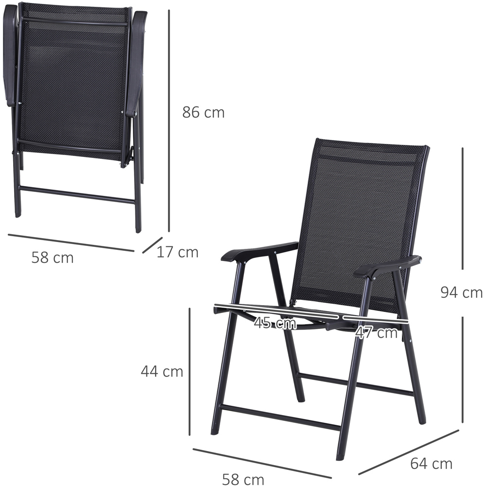 Outsunny Set of 2 Black Foldable Garden Dining Chair Image 3