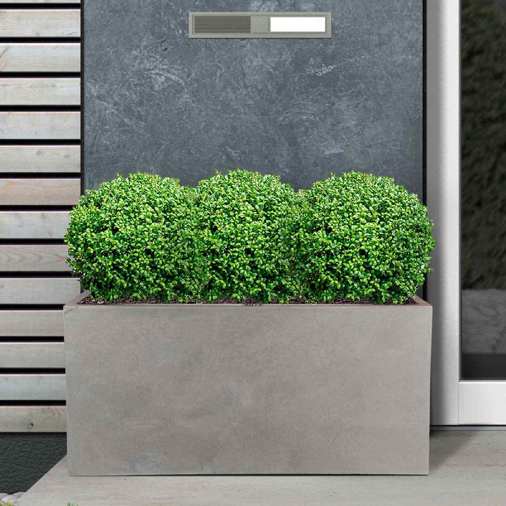 wilko Grey Light Concrete Fibrestone Trough Outdoor Plant Pot 30cm Image 2