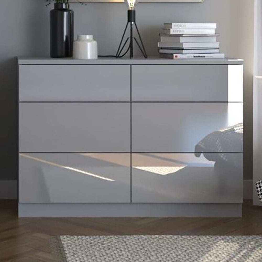 Light grey high gloss shop chest of drawers