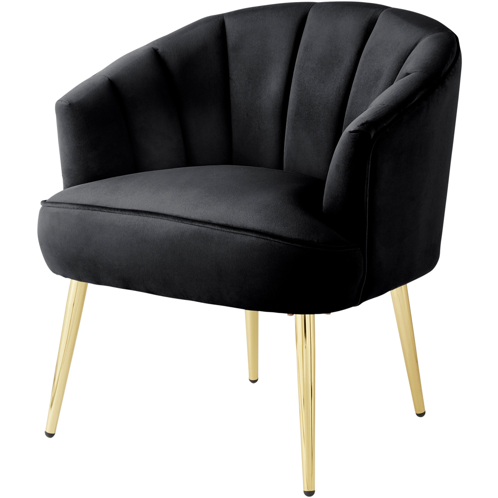 GFW Pettine Black Velvet Scallop Accent Chair Image 2