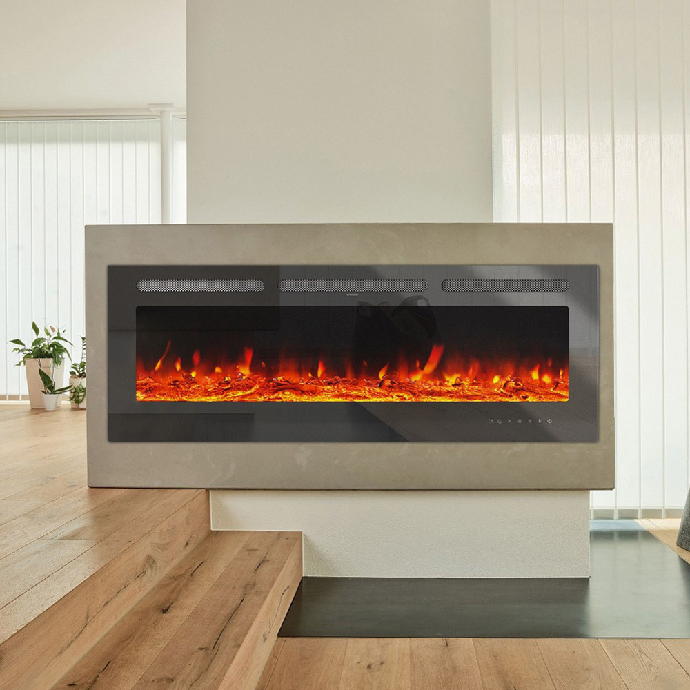 Living and Home 9 Flame Colour Wall Inset Electric Fireplace with Remote 60 inch Image 2