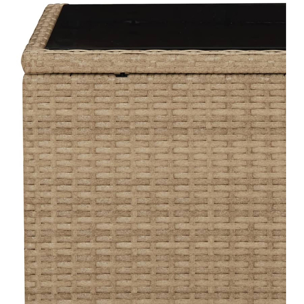vidaXL Beige Polyrattan and Tempered Glass Tea Table Image 5