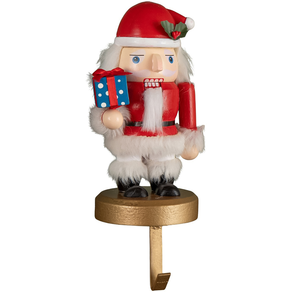 Samuel Alexander Traditional Wooden Santa Nutcracker Christmas Stocking Holder 19cm Image 1