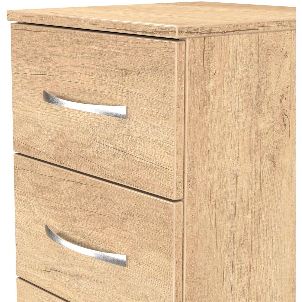 Crowndale Avon 5 Drawer Nebraska Oak Tall Bedside Cabinet Ready Assembled Image 5