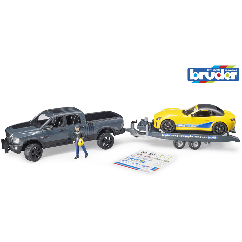 Bruder Kids RAM 2500 Power Wagon and Roadster Racing Team Playset Model Image 6