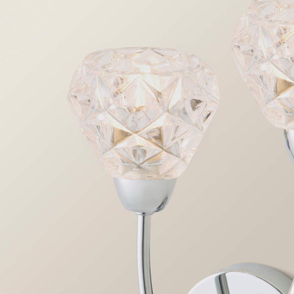 ValueLights Astley 2 Light Crystal Effect Shade Chrome Wall Light with Bulb 2 Pack Image 4