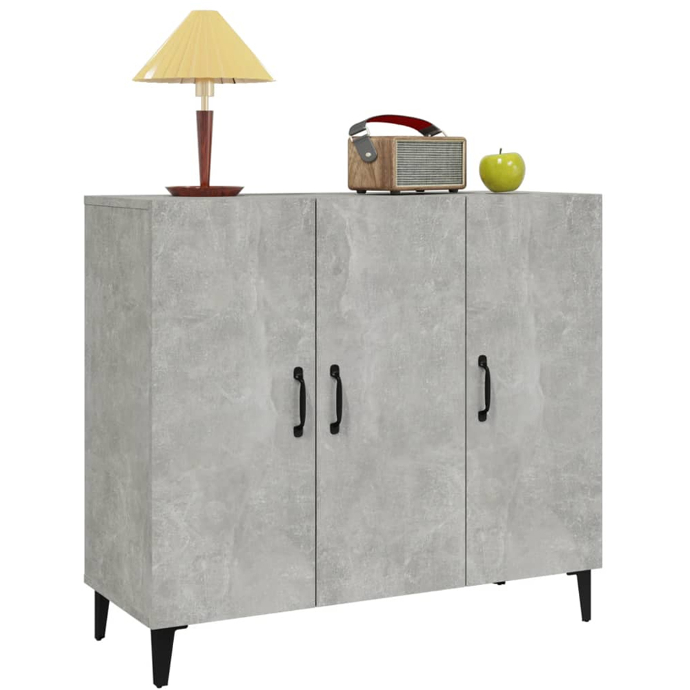 vidaXL 3 Door Concrete Grey Industrial Wooden Sideboard Image 3