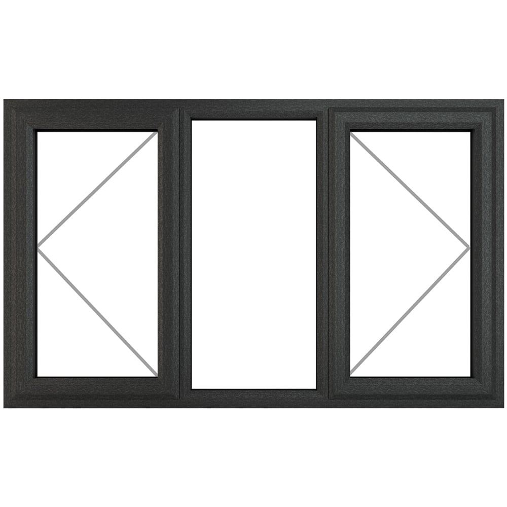Crystal uPVC Triple Glazed Window LH & RH Side Hung Fixed Centre Grey White Clear Glass 1770x1040mm Image 2