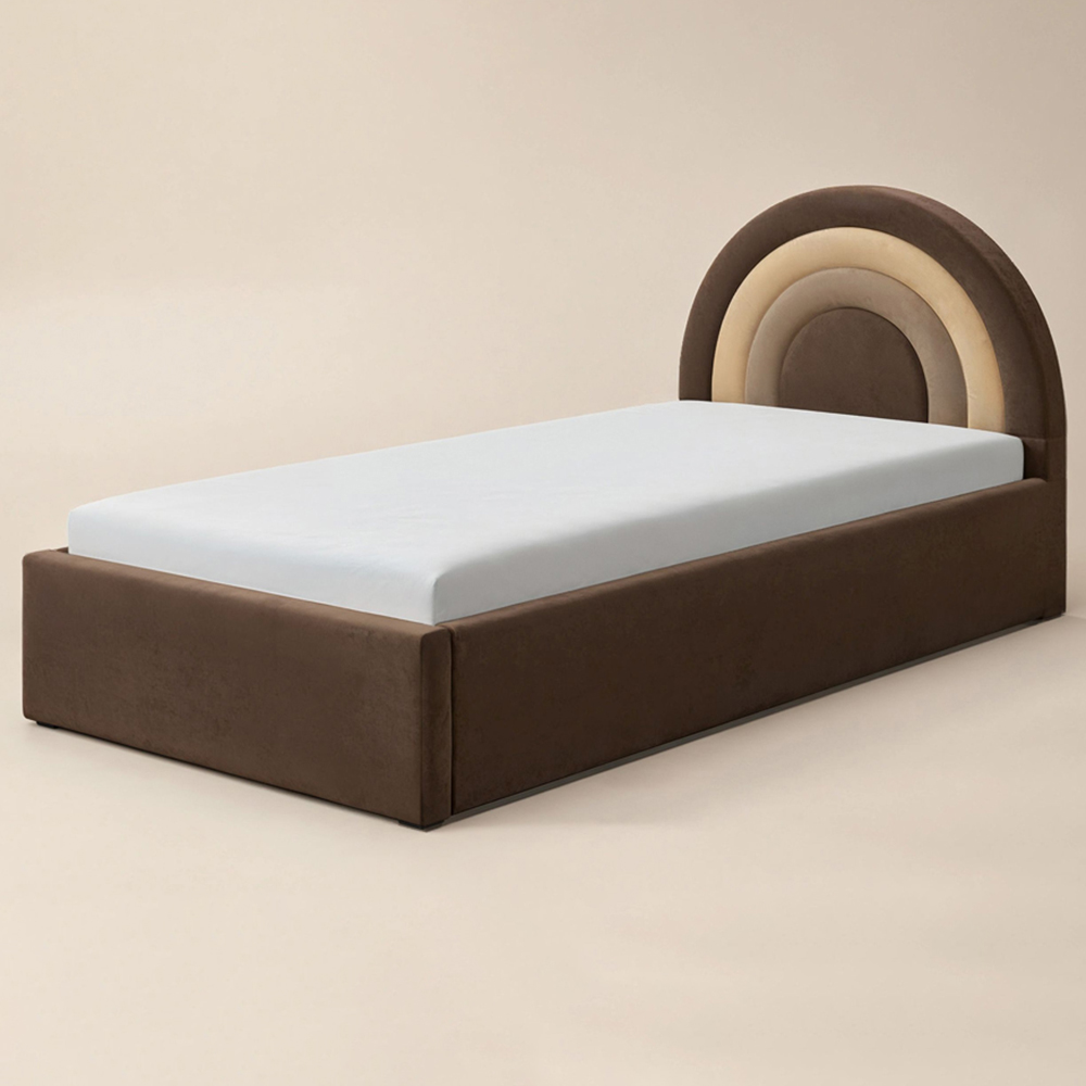 Flair Ava Single Brown Velvet Lift-Up Ottoman Bed Image 2