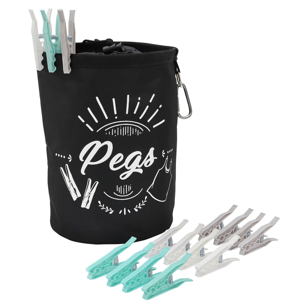 JVL Assorted Plastic Pegs with Bag 192 Pack Image 1