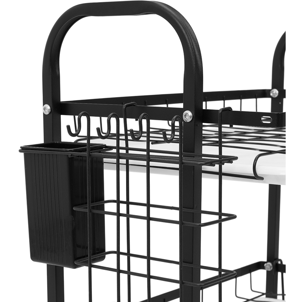 Living and Home 3 Tier Black Kitchen Dish Drying Rack with Drip Tray and Cutlery Holder Image 6