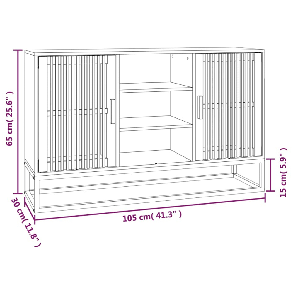 vidaXL 2 Door 3 Shelf Brown Sideboard Image 9