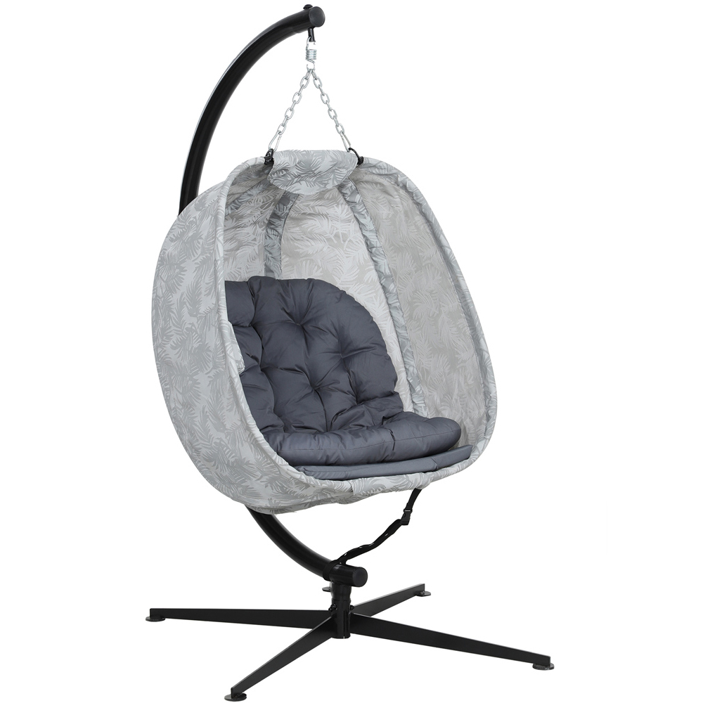 Outsunny Hanging Egg Chair with Stand and Folding Basket Image 2