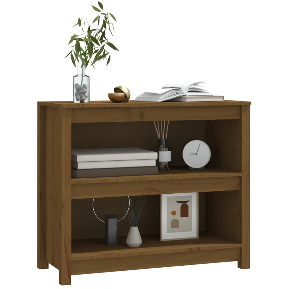 vidaXL 2 Shelf Honey Brown Solid Pine Wood Bookcase Image 4