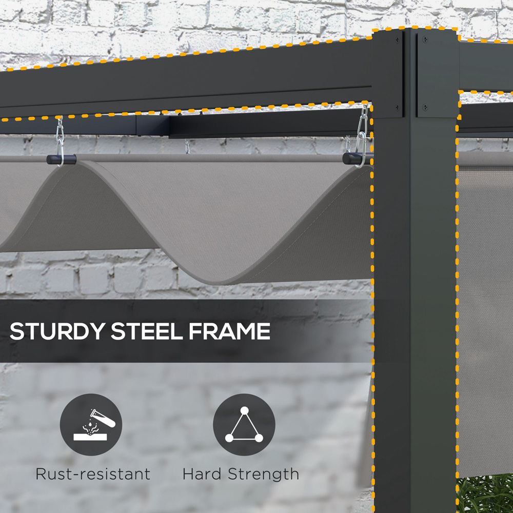 Outsunny 2 x 3m Grey Retractable Lean to Pergola Image 7