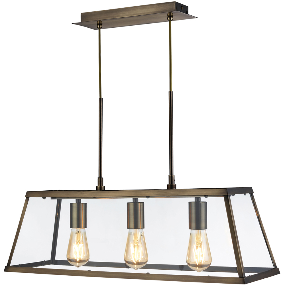 Lighting Collection Eavis 3 Light Antique Brass Industrial Ceiling Bar Light Image 3