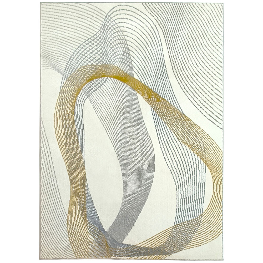 HOMCOM Cream White Flowing Lines Allergy Friendly Rug 170 x 120cm Image 1