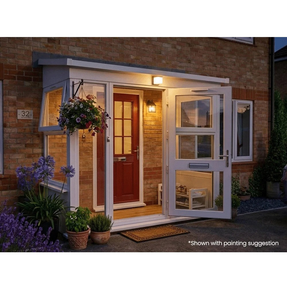 Dunster House Composite AddPorch White uPVC Superfelt Right Hand Door and Windows 2500 x 1000mm Image 5