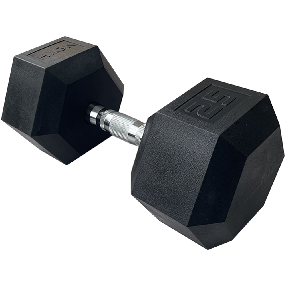 HXGN Pro Hex Black Dumbbell 25kg 2 Pack Image 2