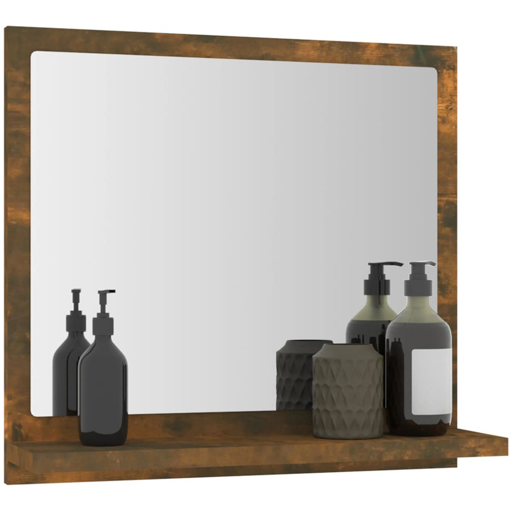 vidaXL Single Shelf Smoked Oak Wall Mounted Bathroom Mirror 40 x 37cm Image 5