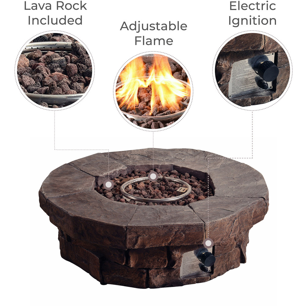 Teamson Home Round Stone Look Propane Gas Outdoor Fire Pit Image 7