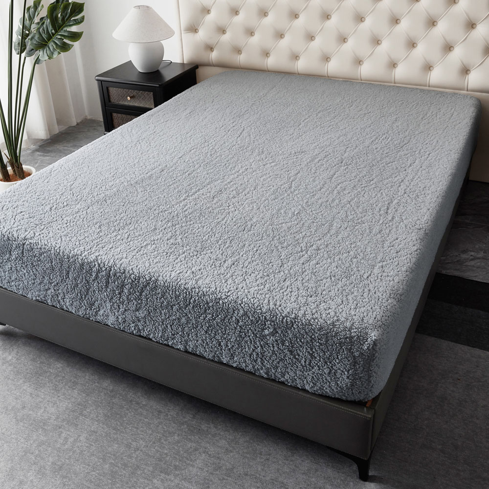 Groundlevel Single Silver Soft Teddy Fleece Fitted Bed Sheet Image 2