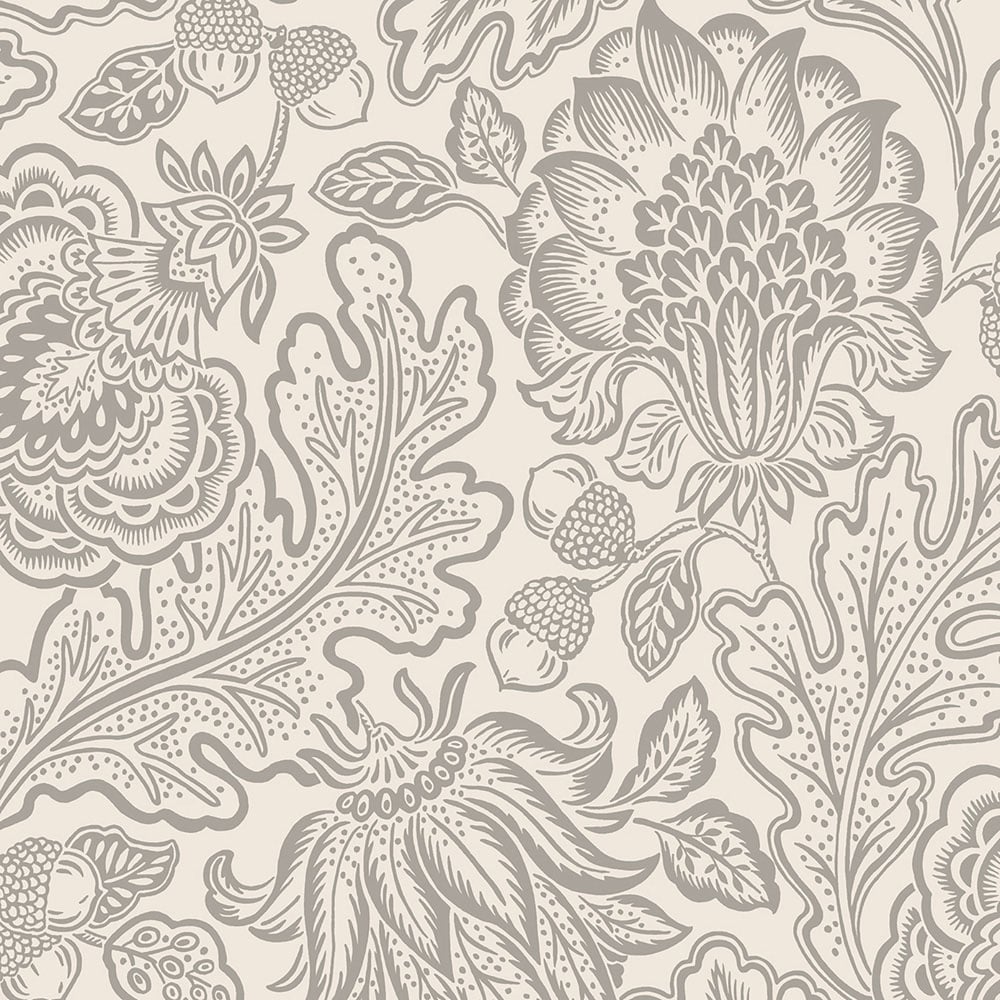 Belgravia Decor Fernhurst Floral Trail White and Silver Wallpaper Image 1