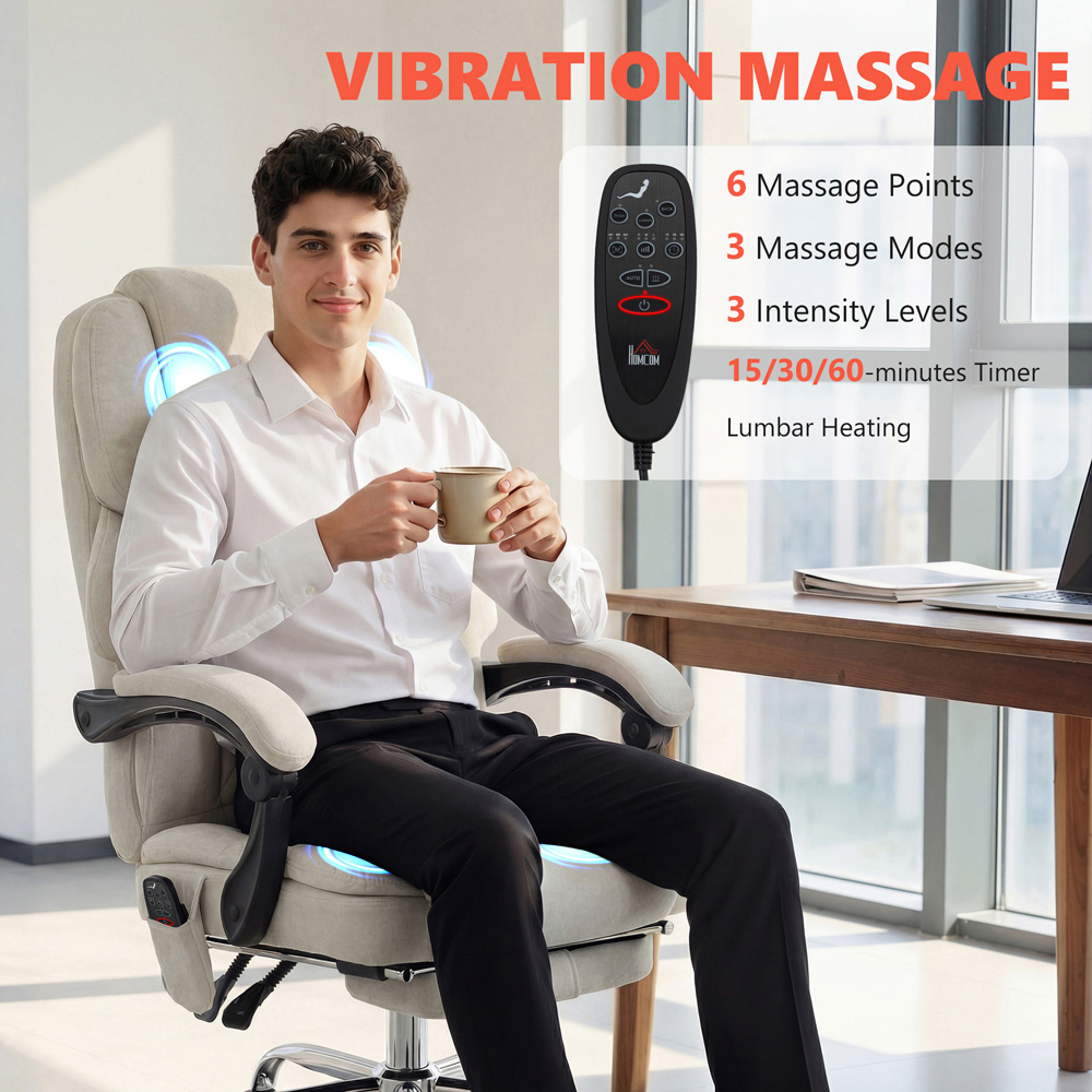 Portland Cream Massage and Heat Reclining Office Chair Image 8